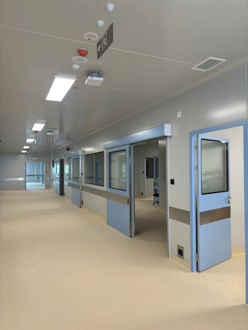 Hospital clean corridor with multiple door openings