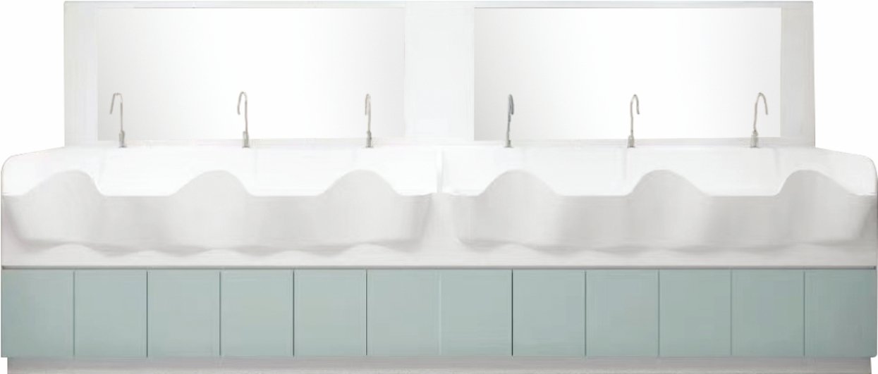 Multi-station acrylic scrub sink with clean mint finish