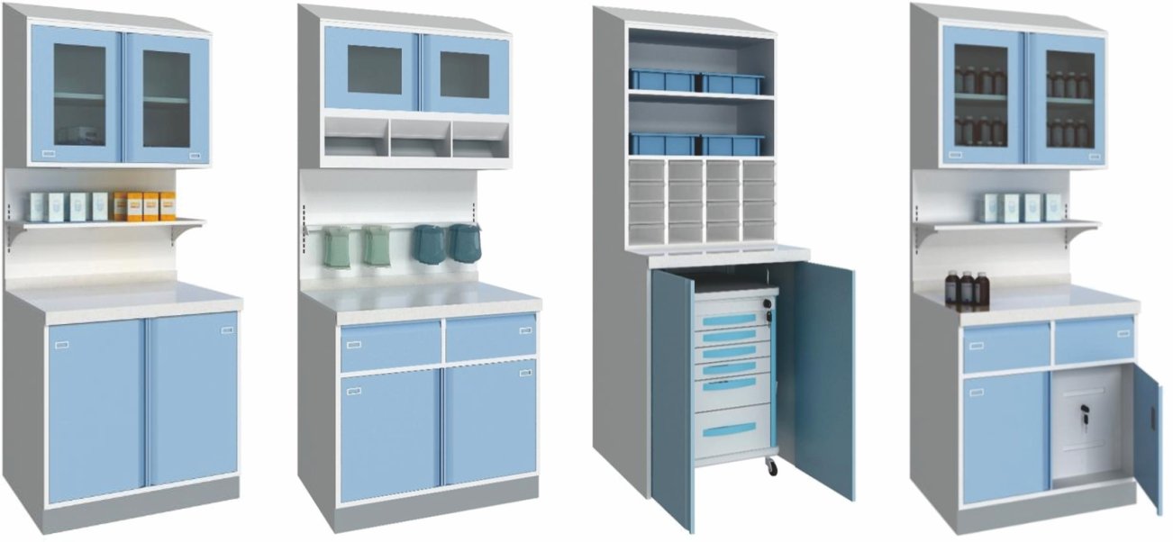 Treatment cabinet system for hospital and laboratory rooms