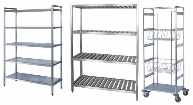 Stainless steel shelves and wire storage carts