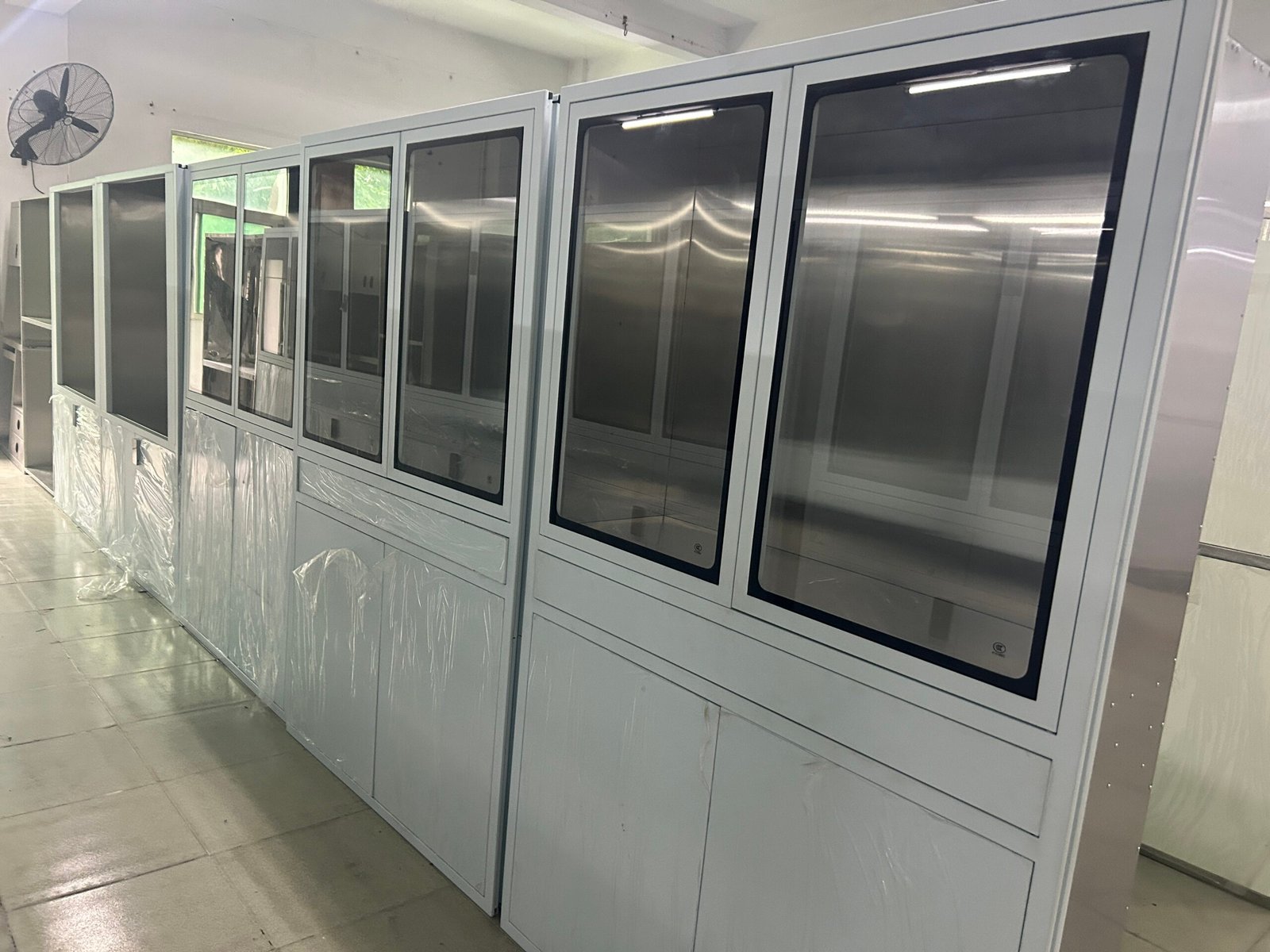 Finished cleanroom window products in factory