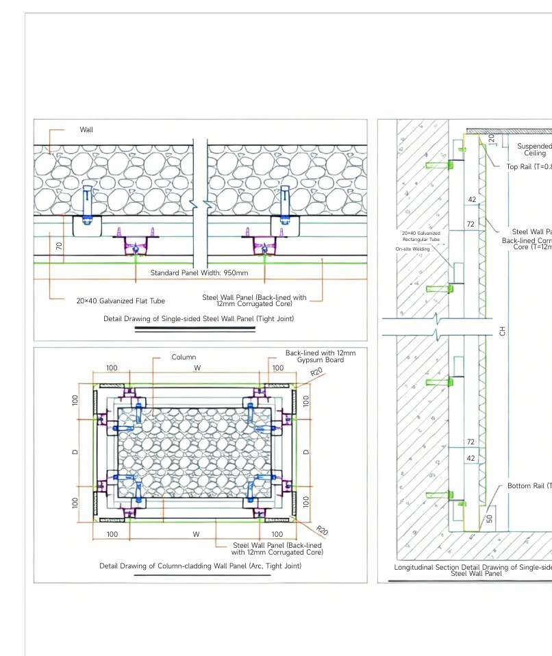 Compact wall panel detail drawing
