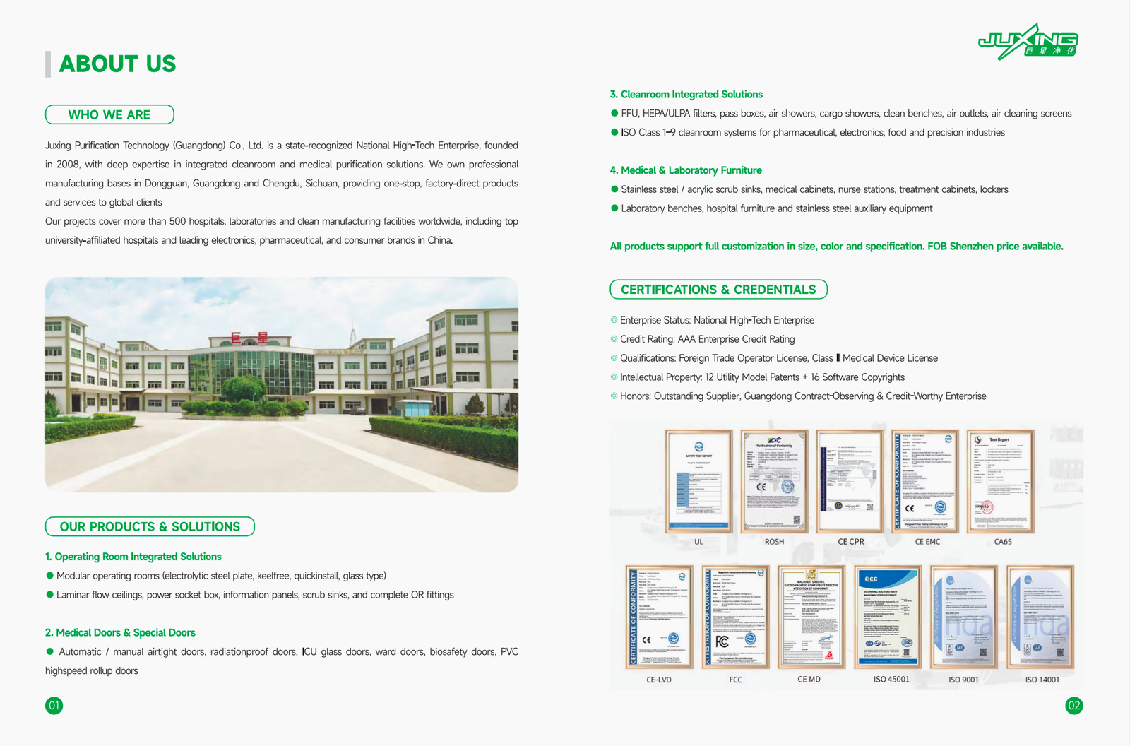 Juxing operating room catalogue company profile and product scope