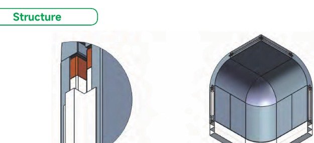 Rounded cleanroom corner structure detail