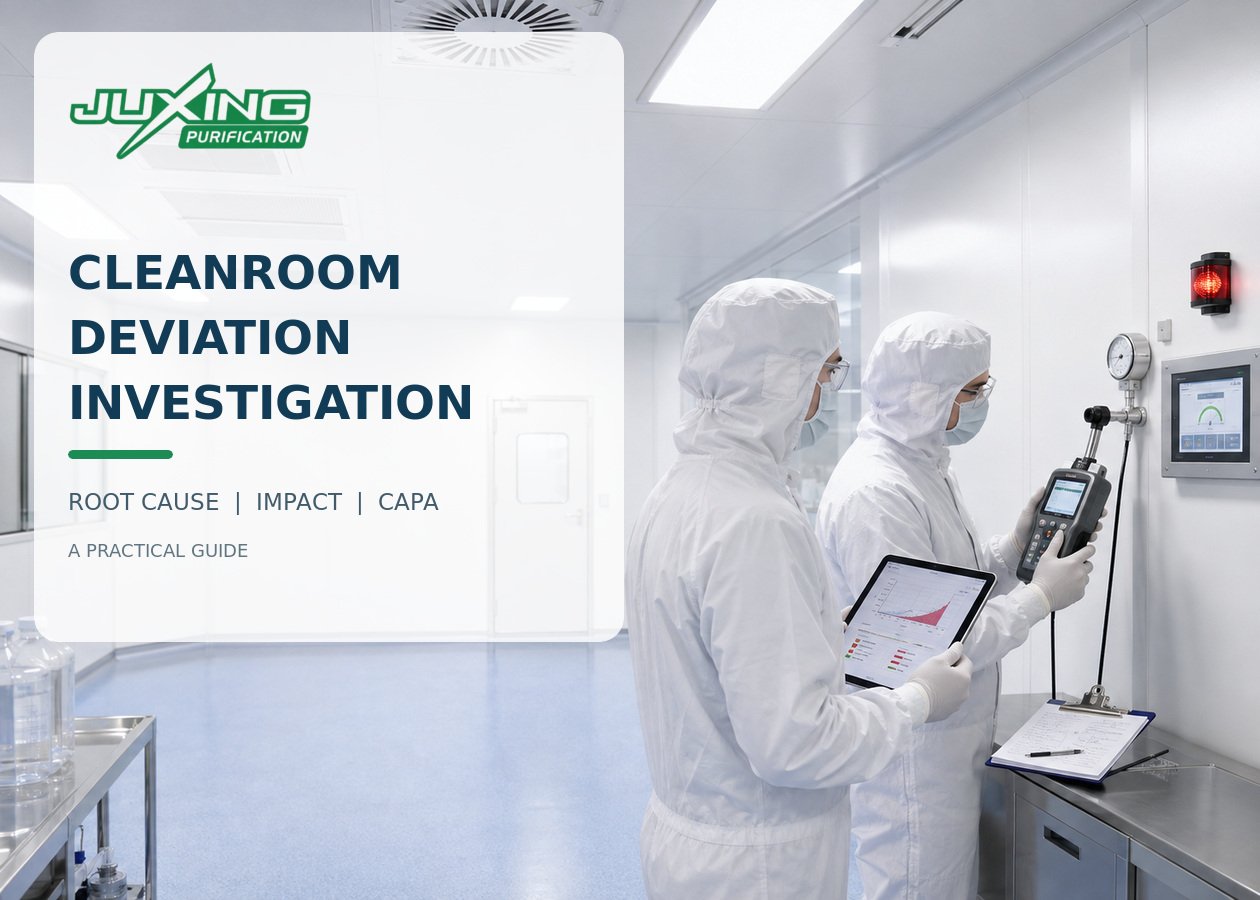 Resources Cleanroom deviation investigation reviewing environmental data, root causes, product impact, and corrective actions