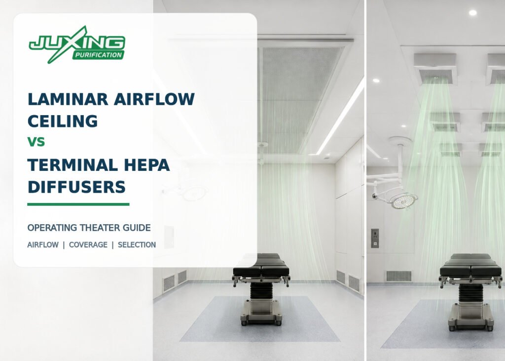 Laminar Airflow Ceiling vs Terminal HEPA Diffusers: Which Is Better for an Operating Theater? Laminar airflow ceiling and terminal HEPA diffusers in a modular operating theater