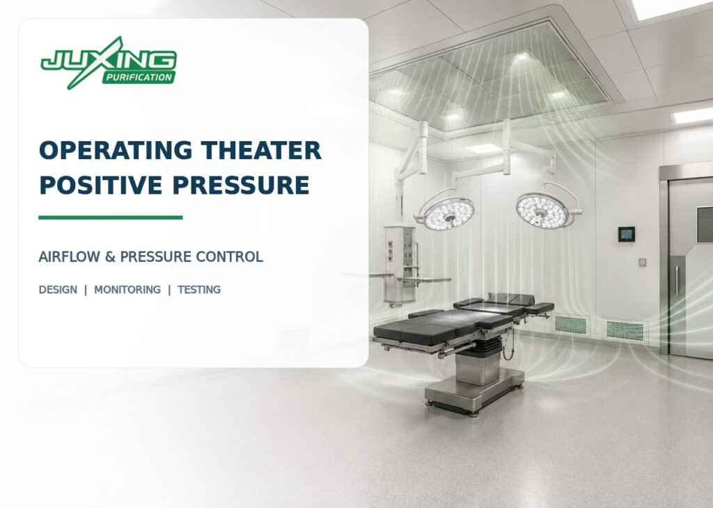 Positive-pressure airflow inside a modular operating theater