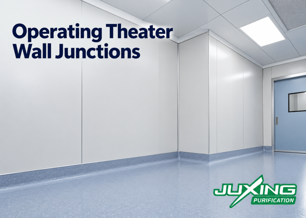 Operating Theater Wall Junctions: Wall-to-Ceiling and Wall-to-Floor Design Operating theater wall junctions at modular wall, ceiling and coved floor interfaces
