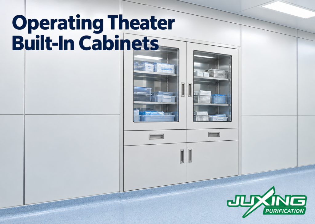 Operating Theater Built-In Cabinets and Modular Wall Panel Interfaces Operating theater built-in cabinets integrated with removable modular wall panels